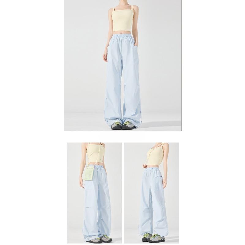 Pantaloni Traspiranti Impermeabili Colorati in Seta di Ghiaccio Asciugatura Rapida Gamba Larga Paracadute Ultraleggeri Antivento Protezione Solare per Donna