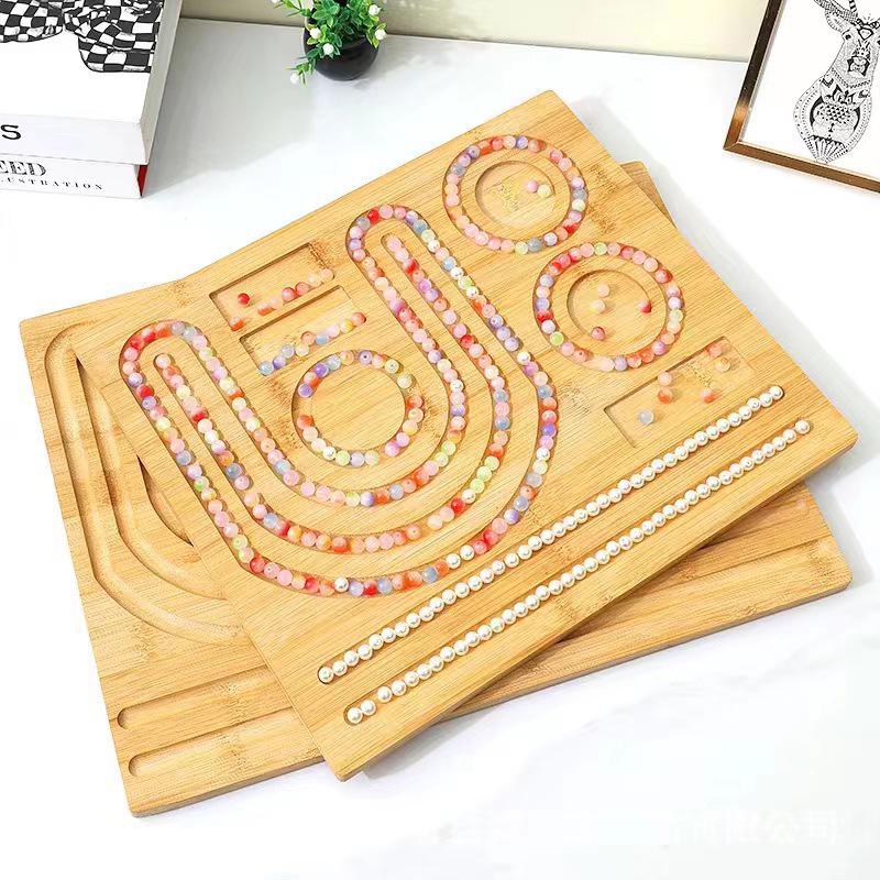 Multi-grid Wooden Beading Design Board for DIY Bracelets and Jewelry Crafting