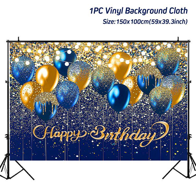 Gold Glitter Happy Birthday Party Backdrop For Photo Black  Happy Birthday Adult Theme Party Decoration Supplies DIY Backdrops