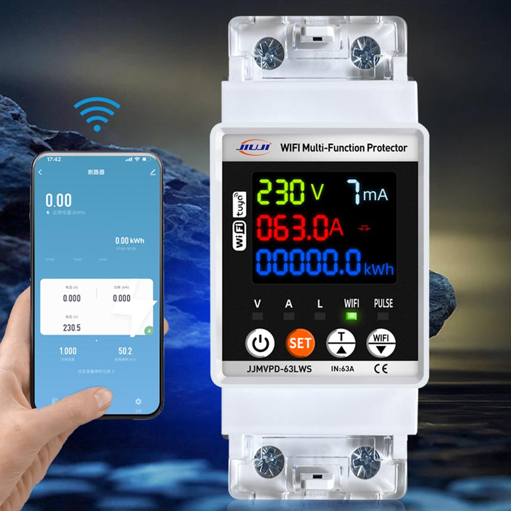 Tuya WiFi Automatic Intelligent Circuit Breaker Single Phase Digital Adjustable Voltage Current Leakage Protective Devic