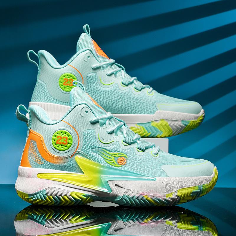 New Mandarin Duck Basketball Shoes Large Size Male and Female Primary and Secondary School Students Big Children's Combat Boots Mesh Sports Shoes One