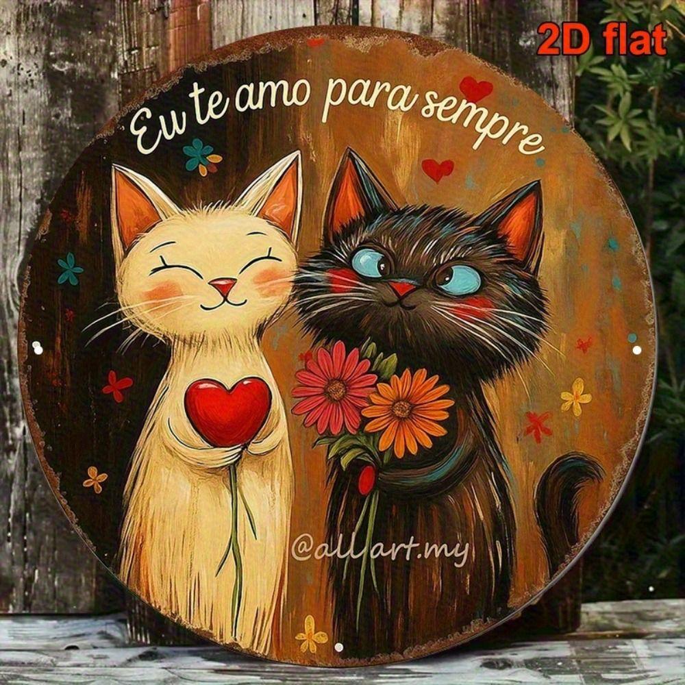 Metal Cat Wall Decor Tin Sign Gift For Friend 15x30cm Vintage Home Art