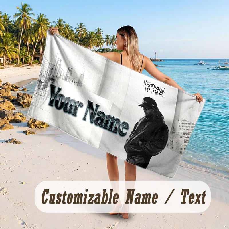 Custom Name Large Beach Towel,Kendrick Lamar Quick Absorbent Towel For Outdoor Travel Poolside