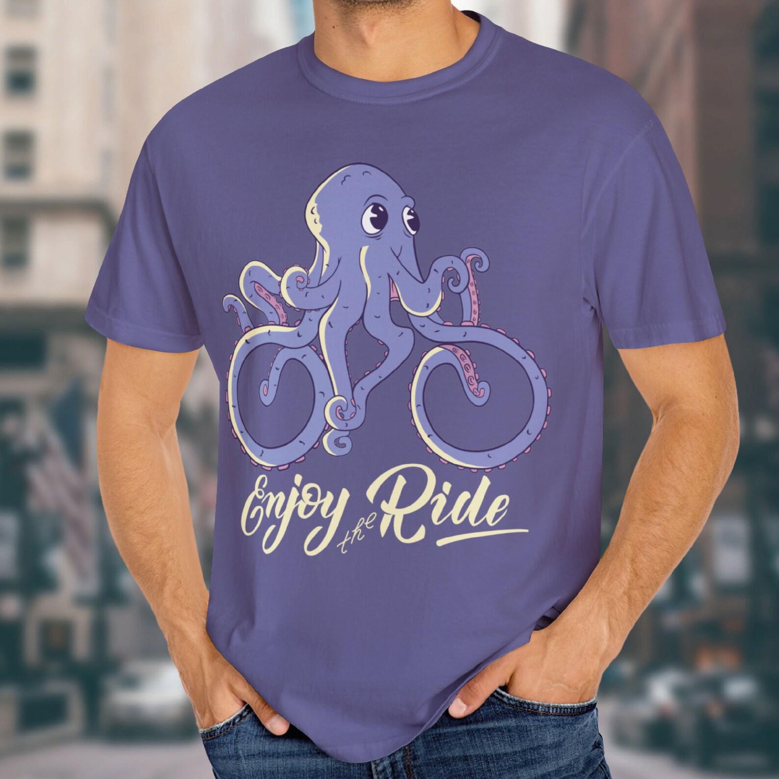 Octopus Enjoy the Ride Unisex T-shirt, Octopus Retro T-Shirt, Octopus Vintage Tattoo Style Shirt, Unisex Funny T Shirt, 90s Graphic Tee XL