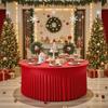 Red Christmas Round Tablecloth Wedding Banquet Birthday Party Tablecloth Holiday Atmosphere Decoration Desktop Props Table Set