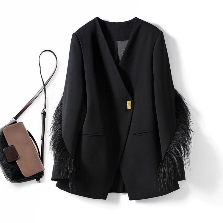 

Модный и стильный женский пиджак уникального дизайна для весны и осени L чёрный