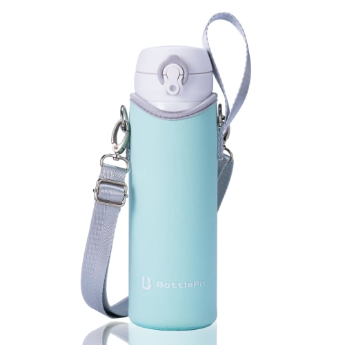 BottlePit Water Bottle Cover for 500ml with Shoulder Strap (Mint)