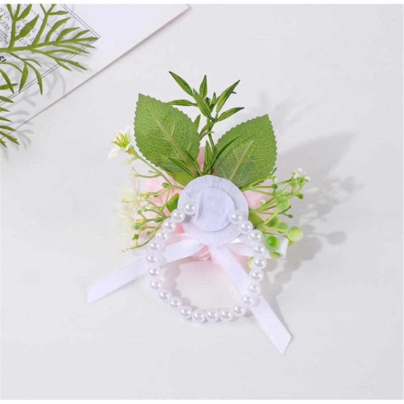 Simulated Rose Wrist Corsage Artificial Rose Wedding Boutonniere for Groom Bridesmaid Wedding Bridal Showers Proms