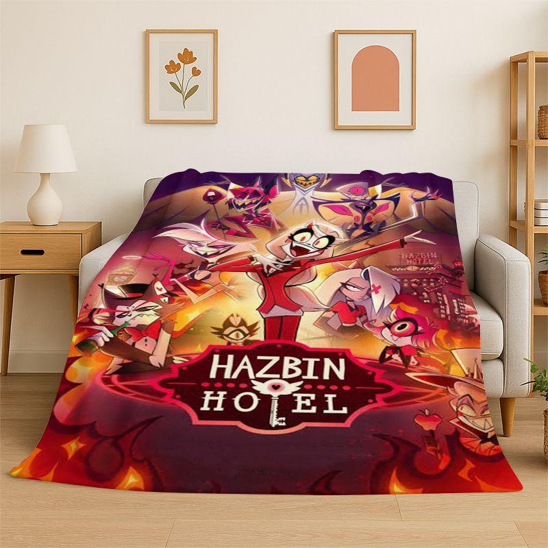 3D Cartoon H-Hazbin Hotel Charlie Flannel Blanket Soft Warm Throw Blanket for Bedroom Living Room Bed Travel Camping Picnic