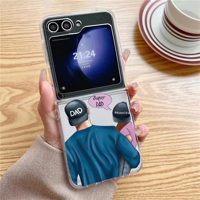 

Fashion Super Mama Mom Dad Phone Cases for Samsung Galaxy Z Flip 6 ZFlip 5 ZFlip7 Transaprent Cover for Samsung ZFlip 4 3 Fundas Galaxy ZFlip 4