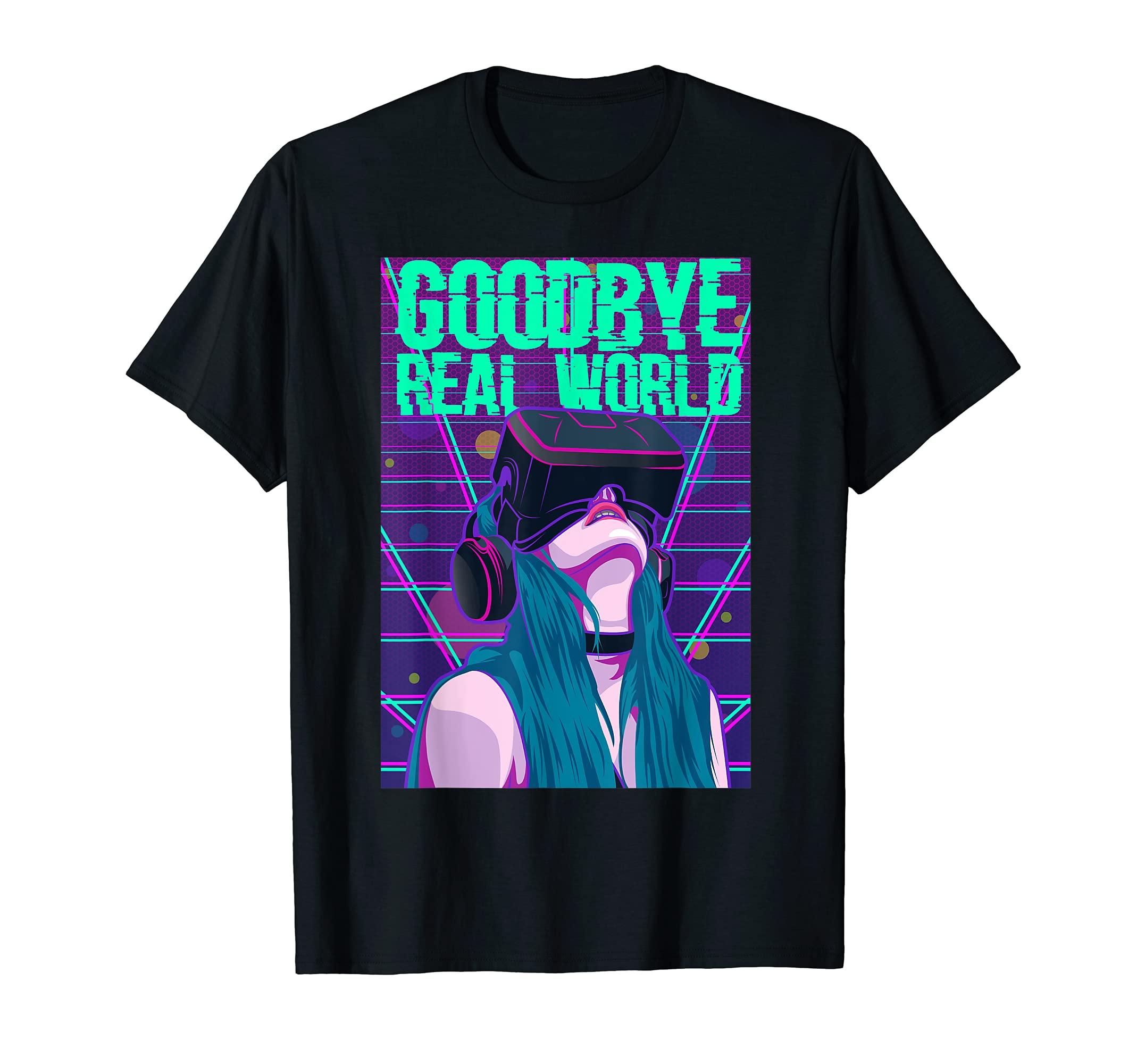 

Футболка для геймера игры виртуальной реальности Goodbye Real World VR