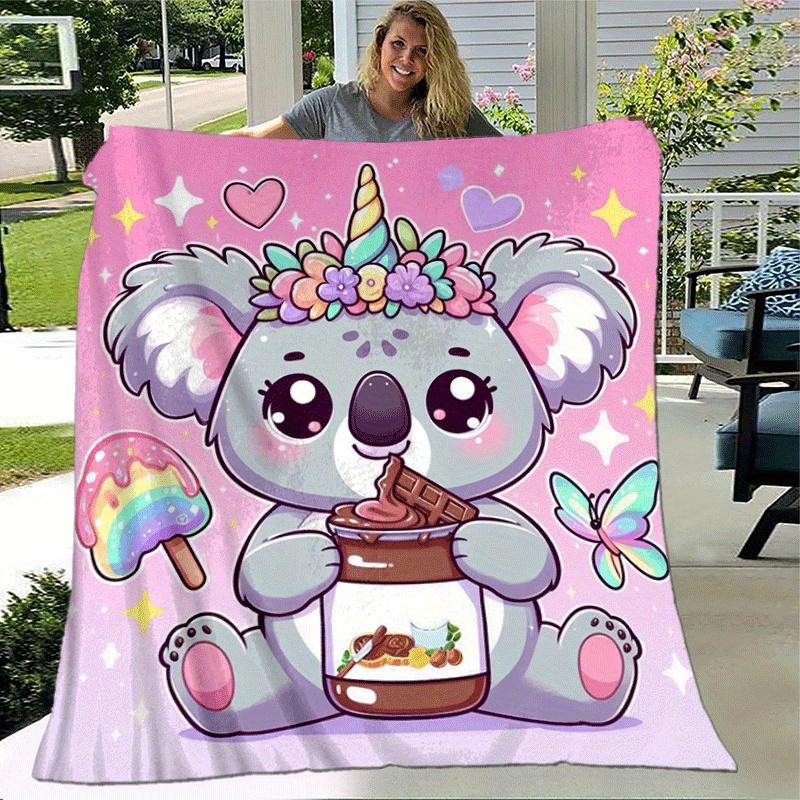 1 Stück leichte Flanelldecke mit Waschbär-Aufdruck, bequeme und warme Decke, für Camping, Sofa, Bett, Couch, Büro, Geschenk