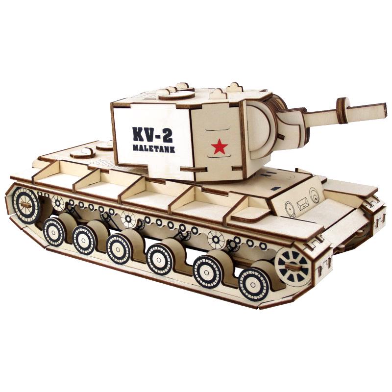 Children's 3D Wooden Military Tank Jigsaw Puzzle Model Toy