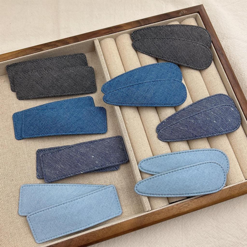 Korėjietiško stiliaus džinsinio mėlynumo kirpčiukų plaukų segtukas - Paprastas geometrinis audinio plaukų segtukas mergaitėms