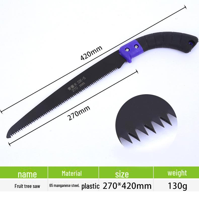 Handheld Pruning Saw: Compact Garden Tool for Cutting Tree Branches with Black Blade