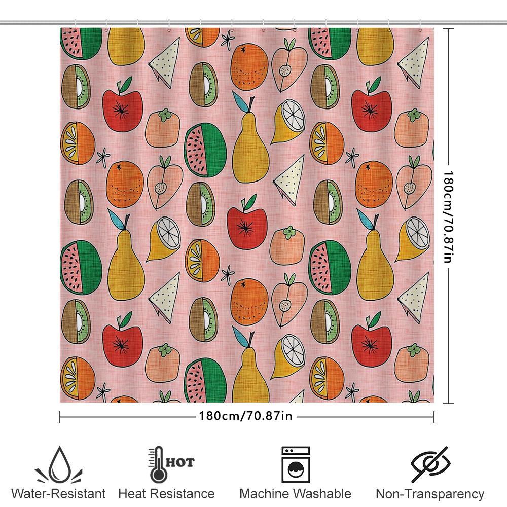 Fruit Pattern Shower Curtain Cute Watermelon Banana Pineapple Bathroom Decor Set Tropical Summer Vibes Home Textile