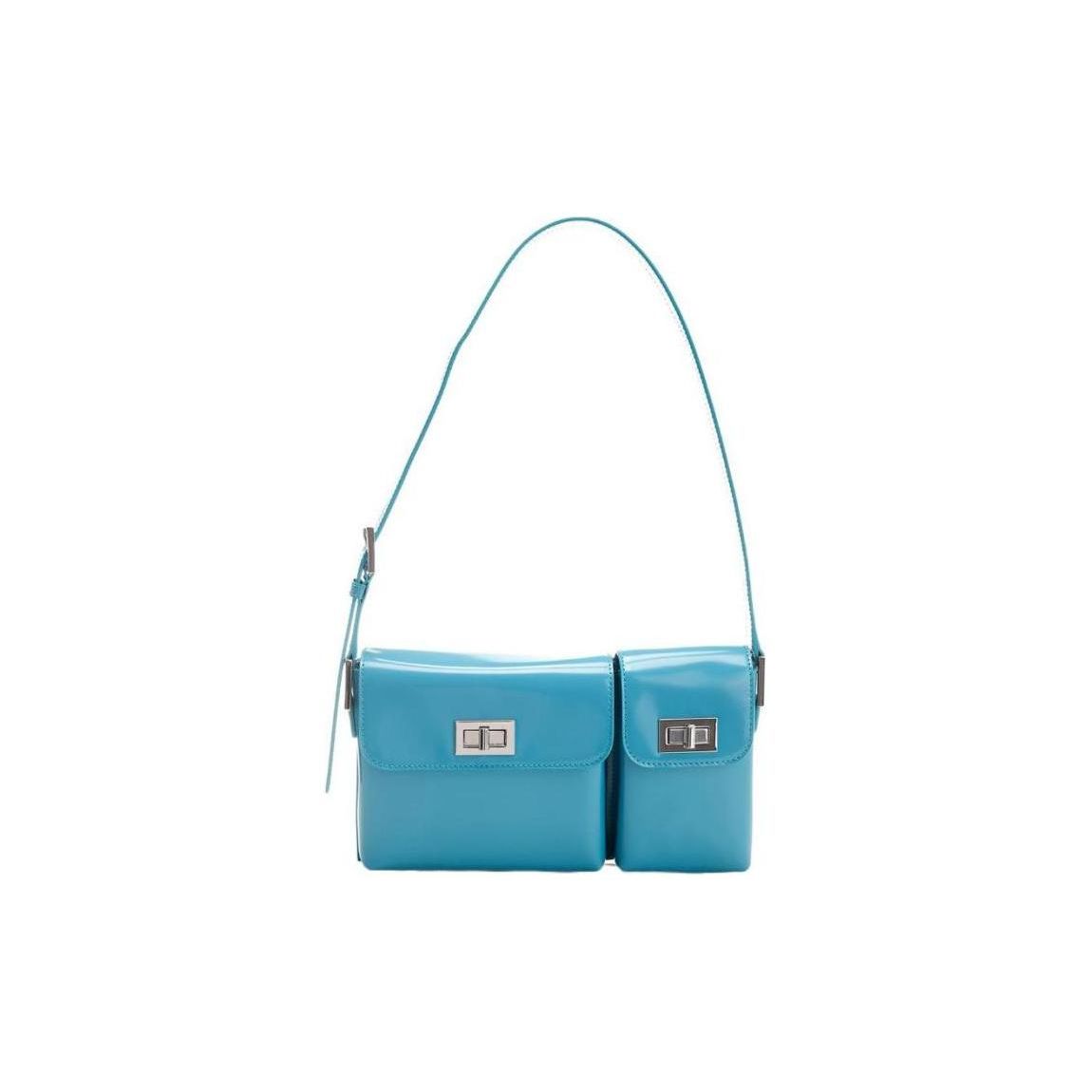 

By Far Adjustable Strap Top Flap Calfskin Shoulder Tote Bag Women Bags Blue 22PFBLYSAZWMED Basic Set (Bag+Dust Bag)