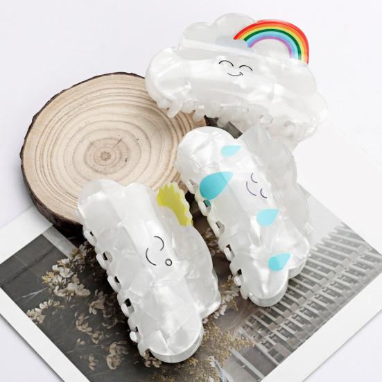 Hair Claw Cartoon Rainbow Shape Back Head Hair Clip Anti-slip Teeth Strong Grip Shark Hair Clip Versatile Hair Accessory