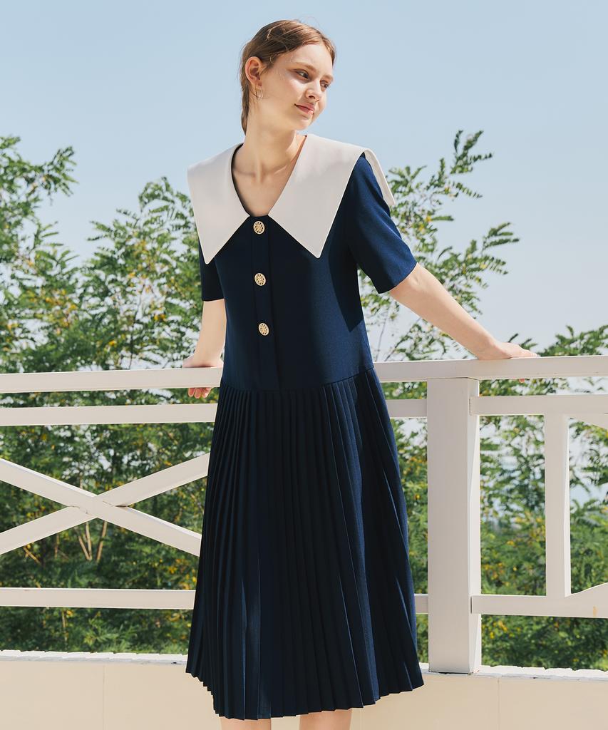 Zero Street Pleated Sailor Dress / Navy