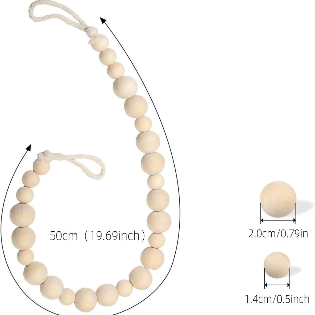 2 Stück Nordeuropa Holz Ins Wind Holzperlen Vorhangbänder Handgewebtes Baumwollseil Handgefertigte Holzperlen Vorhangbinder