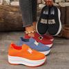 Fashion Breathable Knitted Platform Sneakers for Women Fashion Letter Decor Creepers Shoes Woman Thick Sole Slip On Walking Shoes 36-43