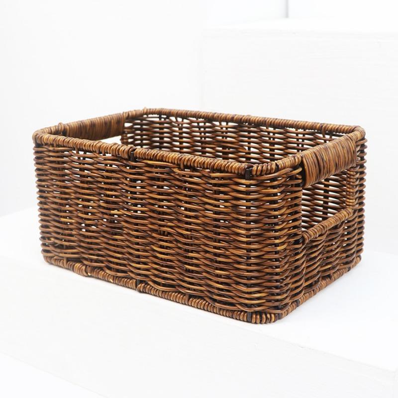 Imitation Rattan Storage Basket Household Large-capacity Clothes Sundries Desktop Snacks Toys Sorting Kitchen Storage Basket