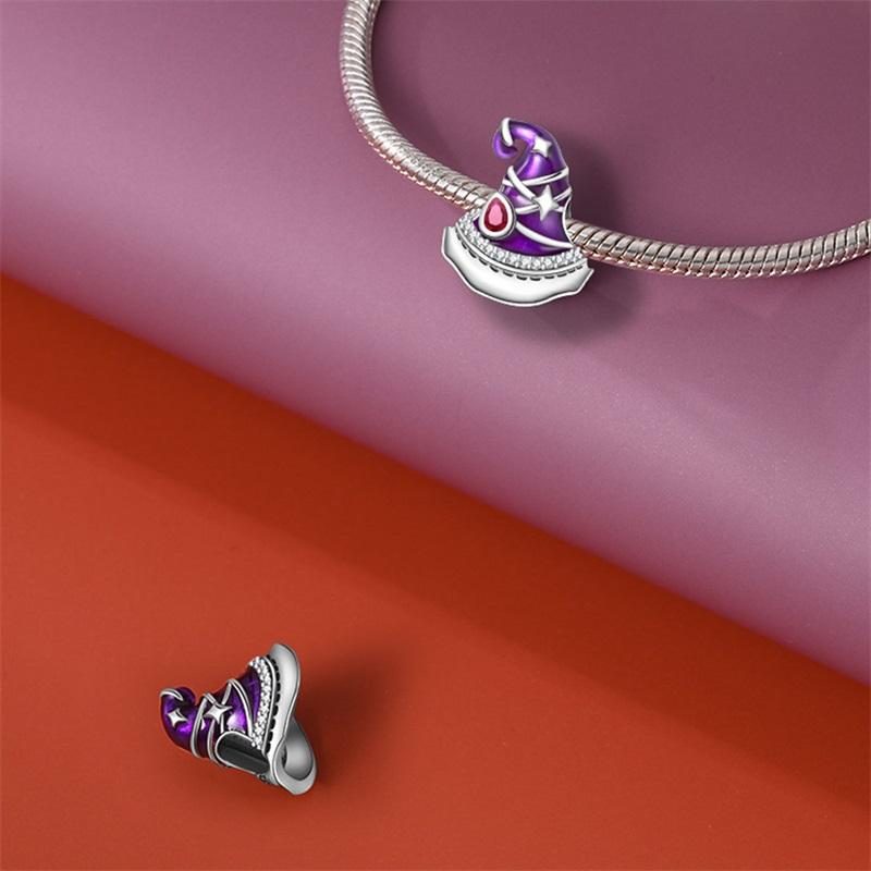 Colorful Copper Purple Witch & Eagle Dangle Charm Fits Bracelet For Women Diy Halloween Pumpkin Beads Party Gift