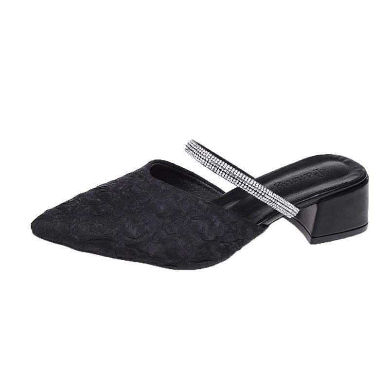 Summer pointed head bag head cool slippers women wear summer middle heel new high heels women thick heel fairy