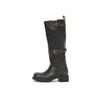 Retro Shoes, Round-toed Thigh-high Ankle Boots, Belt Buckle High Ankle Boots, Women's Long Ankle Boots