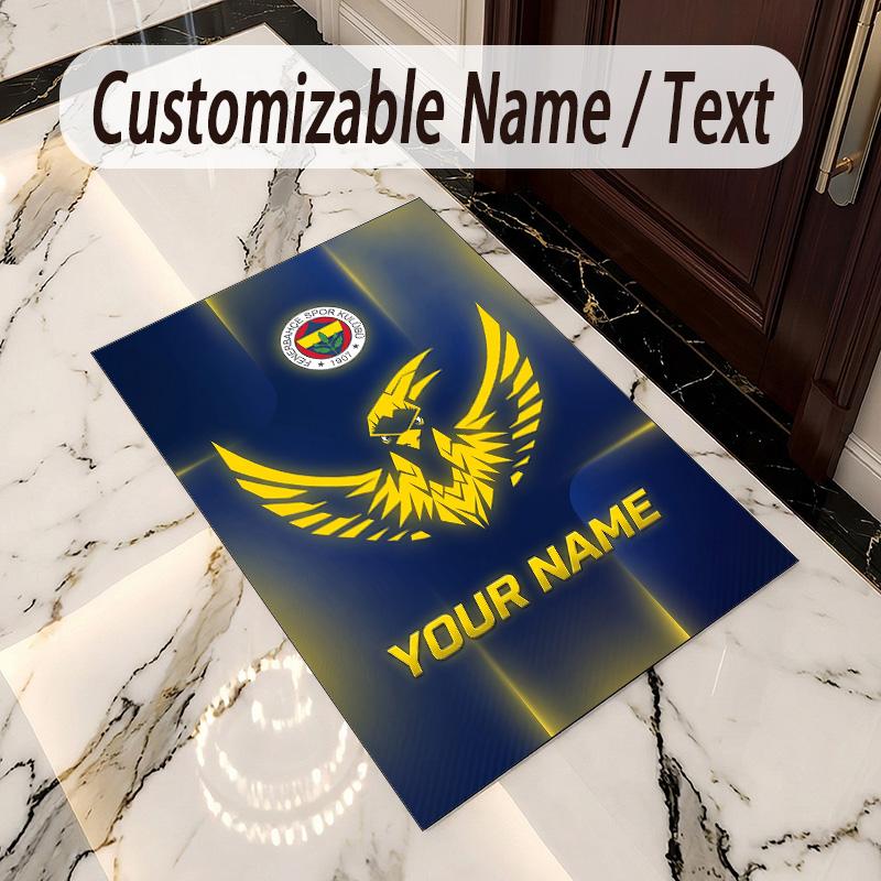 Crystal Velvet Rug Fenerbahçe FC Print Custom Name Text Floor Mat Home Decor