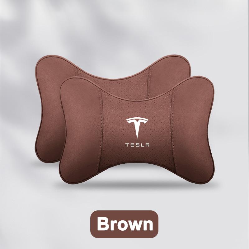 2PCS Car Seat Headrest Pillows Neck Support Protect Cushion For Tesla Model 3 Model S X Model Y Roadster SpaceX Auto Accessories