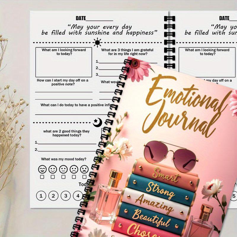 A5 Emotional Diary: Gratitude & Happiness Journal for Daily Self-Care and Optimism, Portable Coil-bound Notebook