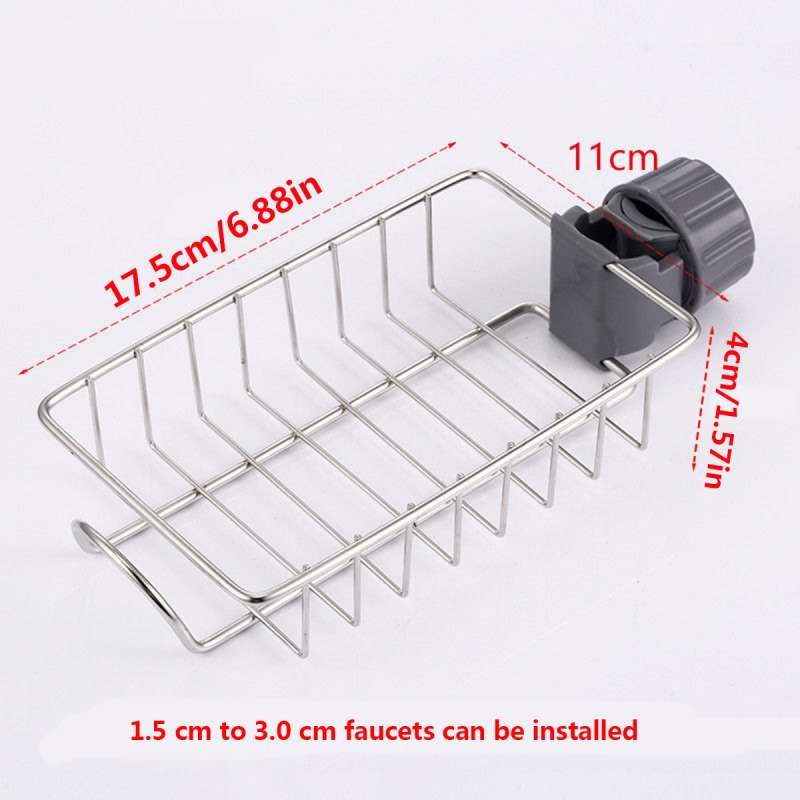 

Kitchen Stainless Steel Sink Drain Rack Removable Hanging Storage Rack Faucet Rack Kitchen Sponge Dishcloth Storage Accessories светло-серый