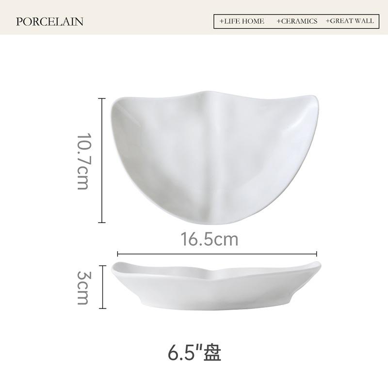 Creative Irregular Ceramic Bone Plate Small Dish for Home Restaurant Snack Sauce Dessert Appetizer