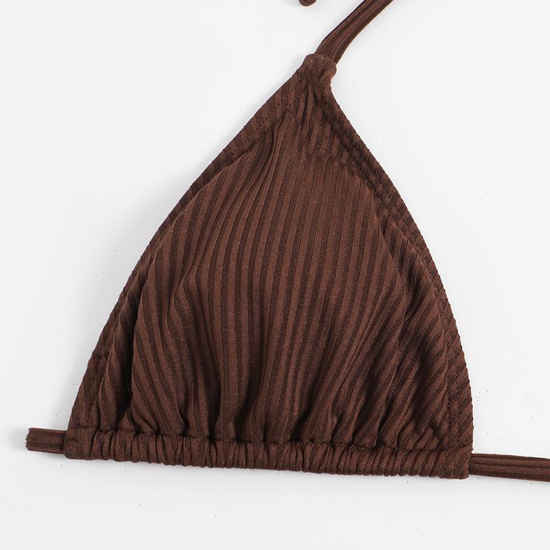 2023 Women's High Waist Halter Tie Bikini Three-Piece Set with Mesh Split Skirt