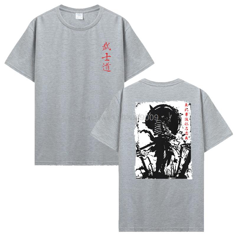 New Japan Samurai Spirit T Shirts Japanese Style Back Print Men Cotton Tshirt Anime T-shirt Bushido Male Gifts Tees Streetwear