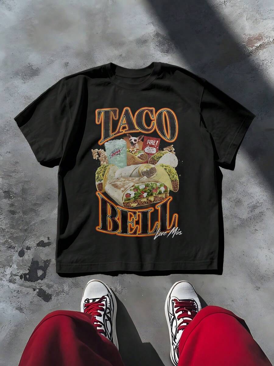 

Taco Bell Men s Casual 220g T Shirt 1pcs Graphic Style 100% Cotton Tee Restaurant Lover Digital S разноцветный