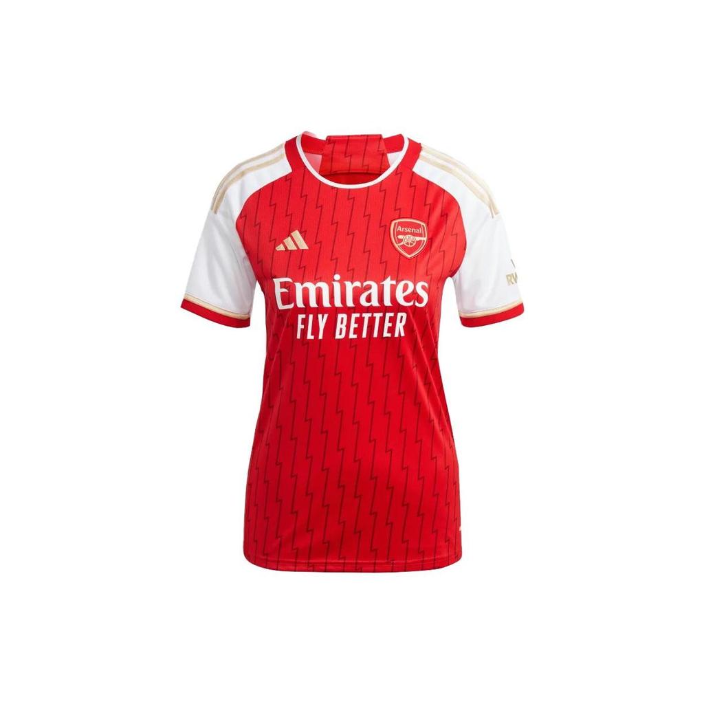 Adidas Color Block Round Neck Letter Brand Logo Printed Short Sleeve Football Jersey Women jersey Red HZ2086