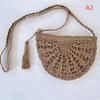Semicircle Straw Woven Crossbody Bag Tassel Decor Stylish Shoulder Bag for Women Beach Party Daily Wear