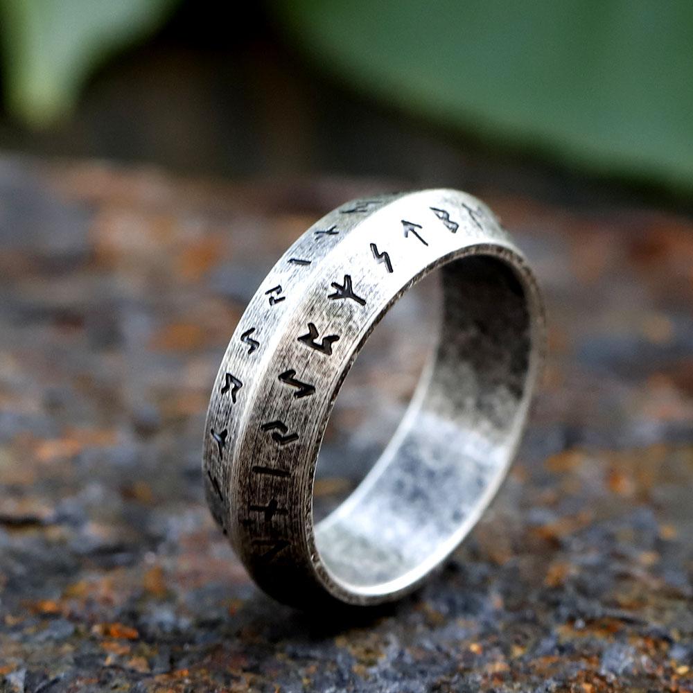NEW Nordic Viking Letter Stainless Steel Rune Ring Simple Fashion Vintage Jewelry Gift for Men Women