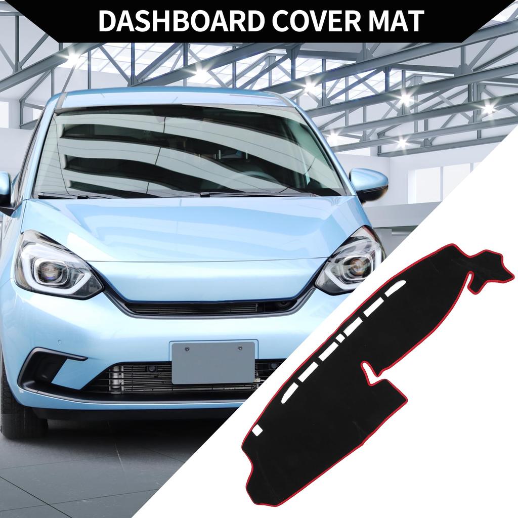 Hihaha Dashboard Mat for Honda Polyester Dash Cover with Sun and Scratch Protection Drive Only Custom Interior Parts Black with Red N-BOX JF3/JF4