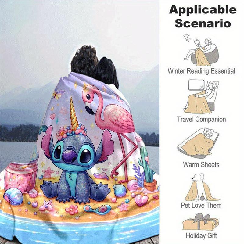 1pc Cute Stitch Printing Blanket - Soft, All-Season Throw for Living Room, Bedroom,Personalized Gift with Adorable Cartoon Design
