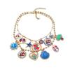 Metal Chain Enamel Floral Necklace Layered Bohemian Collarbone Chain Flower Pendant Necklace  Gift