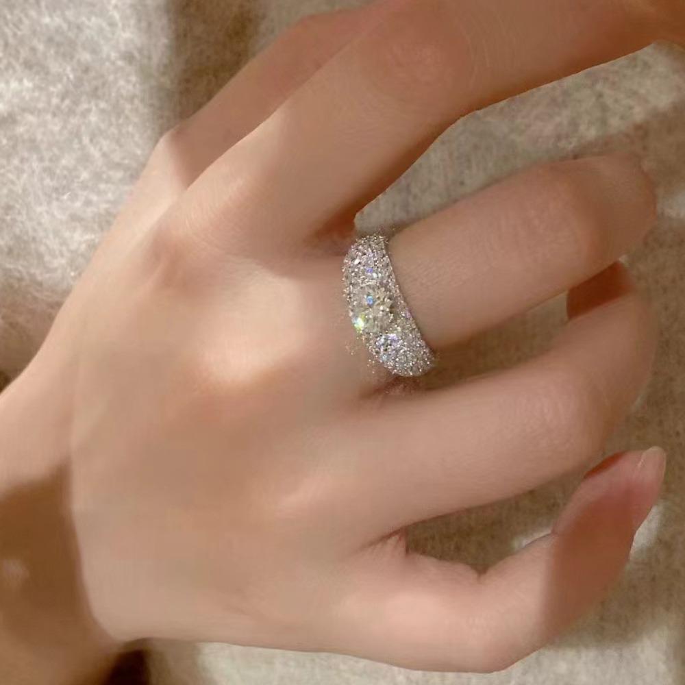 Zigeuner Voller Diamant Dichter Diamantring Damen Leichter Luxus Nischen Design Fortgeschrittener Sinn 925 Sterling Silber Dick Platiniert Ring
