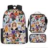 Large Capacity Schoolbag with Shoulder Strap; Student Three-piece Pencil Case Set