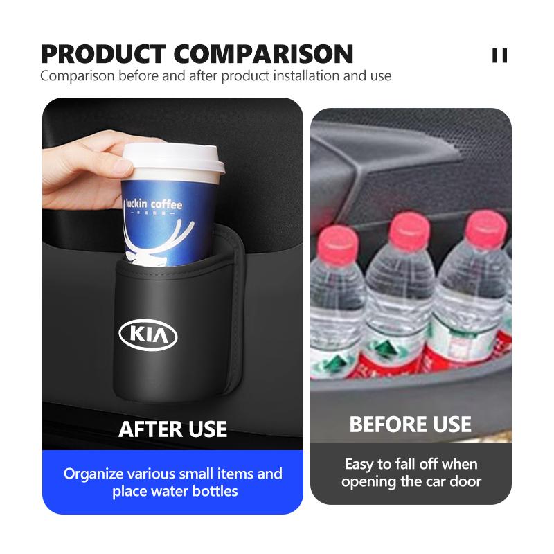 Leather Car Cup Holder Hang Drink Storage Box Accessorie For KIA K5 K2 Rio Optima Sportage Venga Sorento Stonic Forte