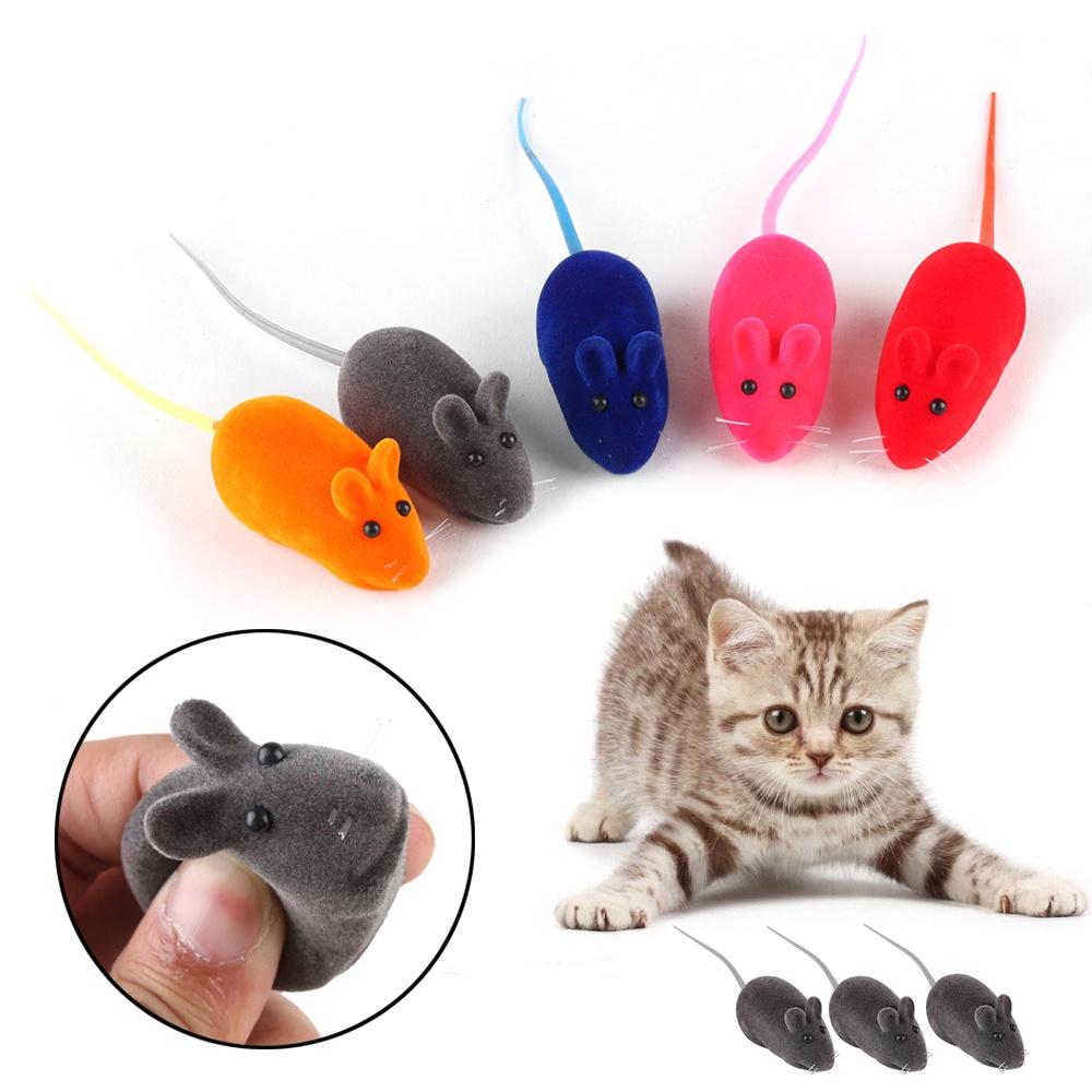 1PC Funny Pet Cat Kitten Play Toys False Mouse Rat Squeak Noise Sound Color Random Simulation Rat Pet Supplies