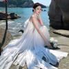 Heavy Industry Laminated Ruffle Leaf Edge Seaside Photo Beautiful Dress Elegant Morning Robe Daily Birthday Dress Beach Dress