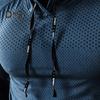 Männer Sport Top Kordelzug Kapuze Langarm Slim Fit Weich Atmungsaktiv Hohe Elastizität Schnell Trocknend Hohl Mesh Jogging Training Sommer Frühling Sweatshirt