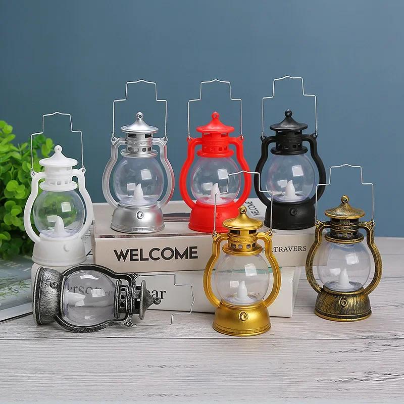 New Retro Portable Lantern Vintage LED Light Christmas Decoration Halloween Electronic Candlestick Bar Atmosphere Layout Light
